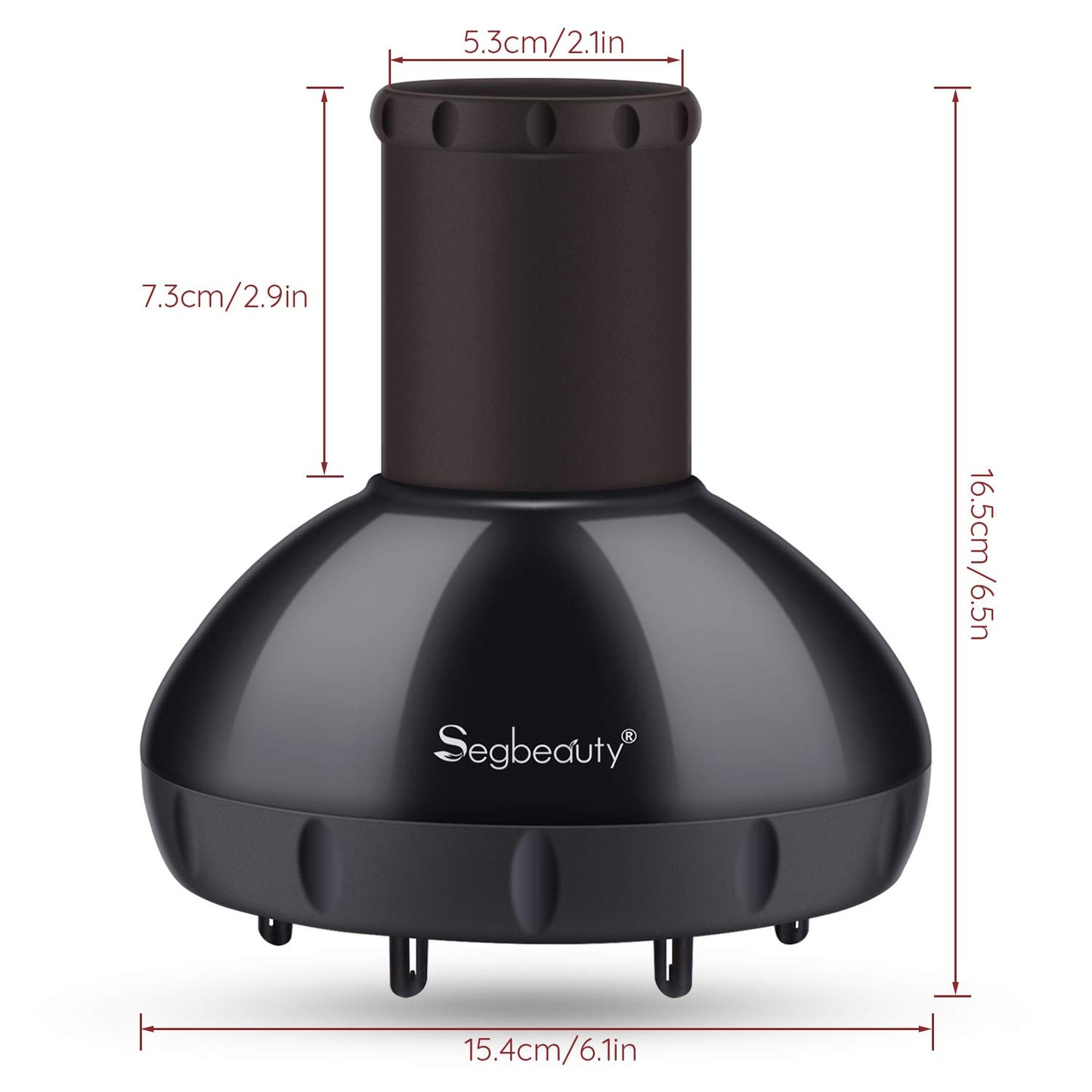 Segbeauty Hair Diffuser for Curly Hair, Upgraded Adjustable Air Flow, Deep Bowl, Professional Salon Frizz-free Fast Dry Diffuser Attachment with 1.57"-1.97" Nozzle, Black