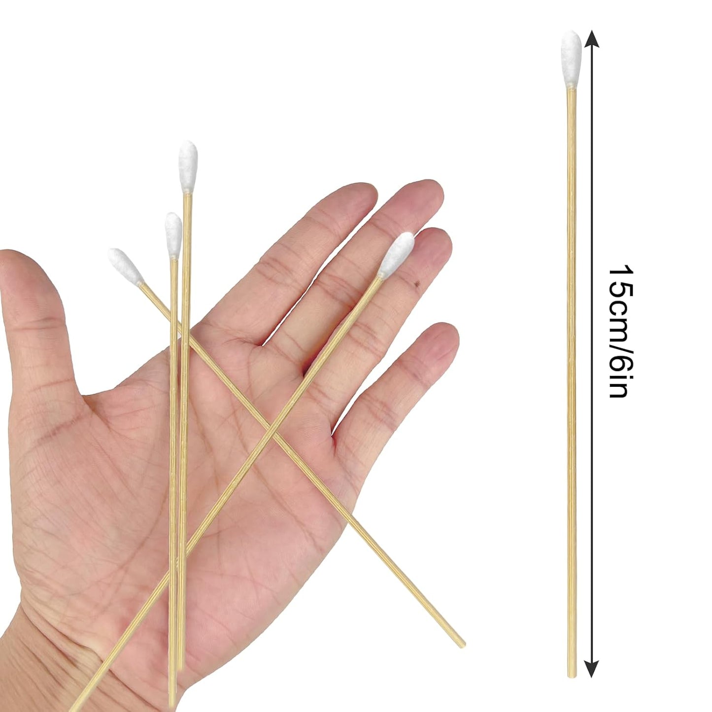400 Count Round Tip Cotton Swabs, 6-Inch Bamboo Sticks, Lint-Free, for Delicate Cleaning, Arts & Crafts, Pet Care, Audio Equipment Maintenance with Portable Storage Case