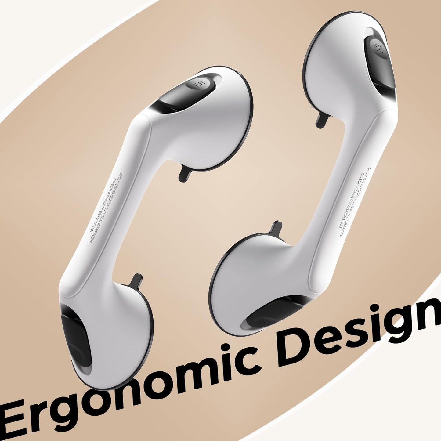 2 Pack 12 Inch Grab Bars for Bathtubs and Showers for Seniors, Heavy Duty Shower Handle for Elderly, Suction Cup Removable Handrails Handicap Bath Grip Bathroom Safety Grips (White and Black