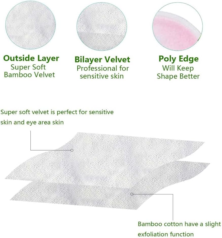 28 Pack Reusable Makeup Remover Face Pads with Laundry Bag Washable Soft and Comfortable Cleaning Face Skin,Washable Bamboo Cotton Rounds Colorful