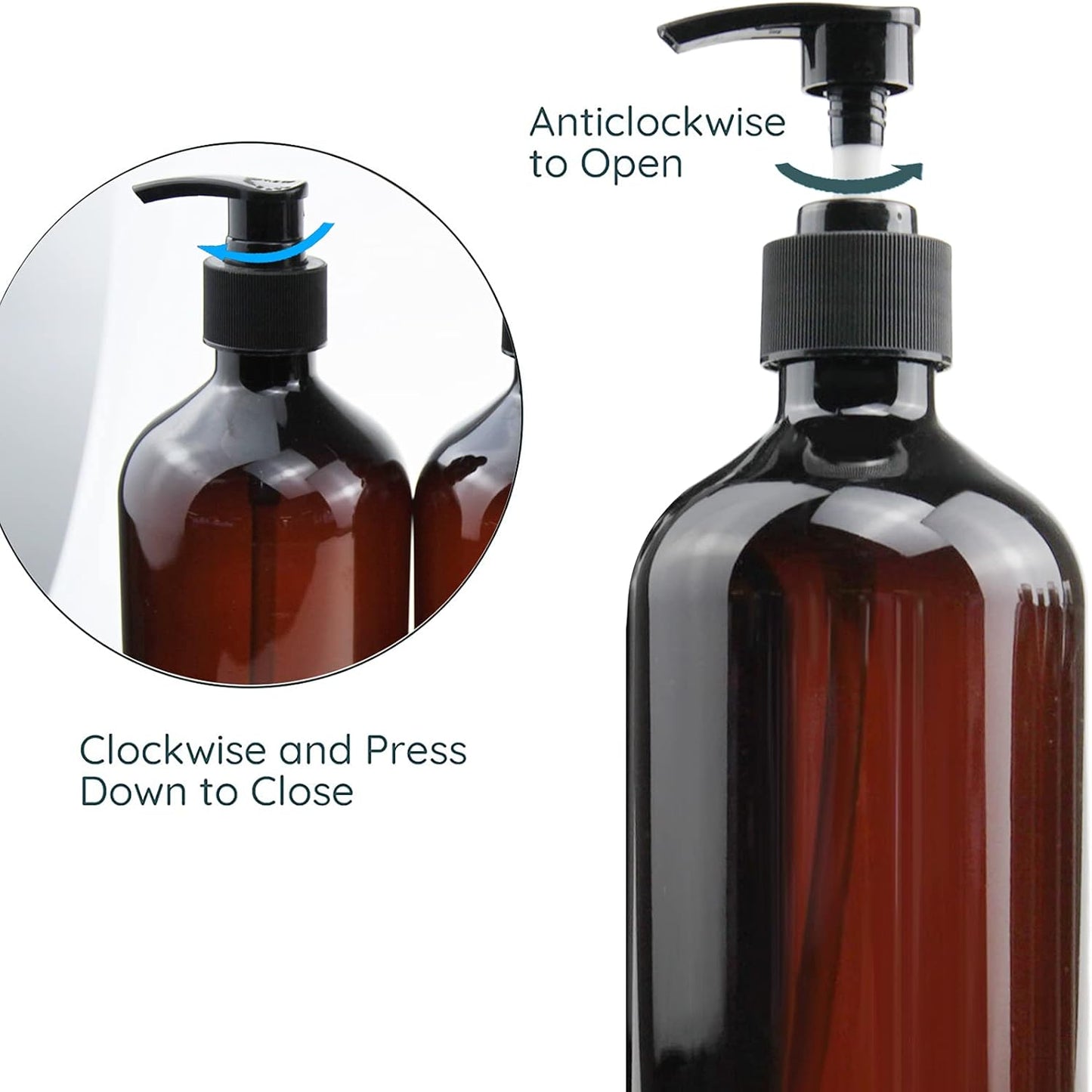 Empty Plastic Bottles with Pump Dispenser and 6pcs Labels Included, Refillable Travel Containers for Hand sanitizer Shampoo Lotion, etc - No BPA/Paraben, 500ml/16.9oz (6 Pack)