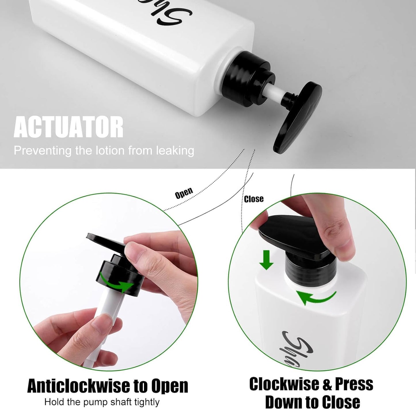 16.9oz Shampoo and Conditioner Dispenser, Refillable Shampoo Bottles with Pump, Empty Plastic Body Wash Dispensers for Bathroom, Printed Soap Bottle for Body and Conditioner (White, Set of 3)