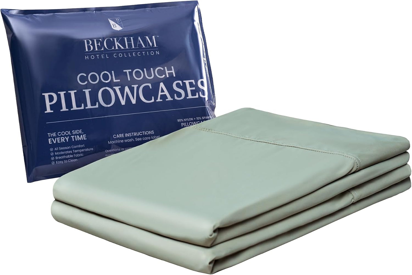Beckham Hotel Collection Cooling Pillowcases for Hot Sleepers, Standard/Queen Size Set of 2, Cool Bedding, Envelop Closure, Silky Soft, Breathable, Moisture-Wicking, Gray