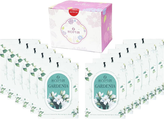 12 Packs Fragrance Bags with Hanging Strings, Air Freshener Deodorizer for Closet and Drawer,6 Scents Option- Lavender,Magnolia,Jasmine,Rose,Osmanthus,Gardenia (Gardenia)