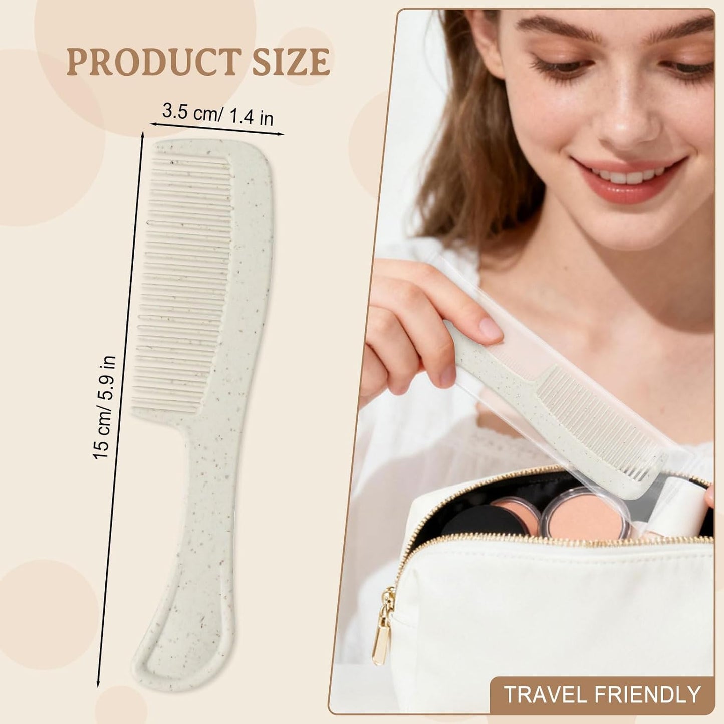 Combs in Bulk Individually Wrapped, 50 Pack Disposable Hair Combs for Hotel, Salon, Home Care and Travel (Wheat)