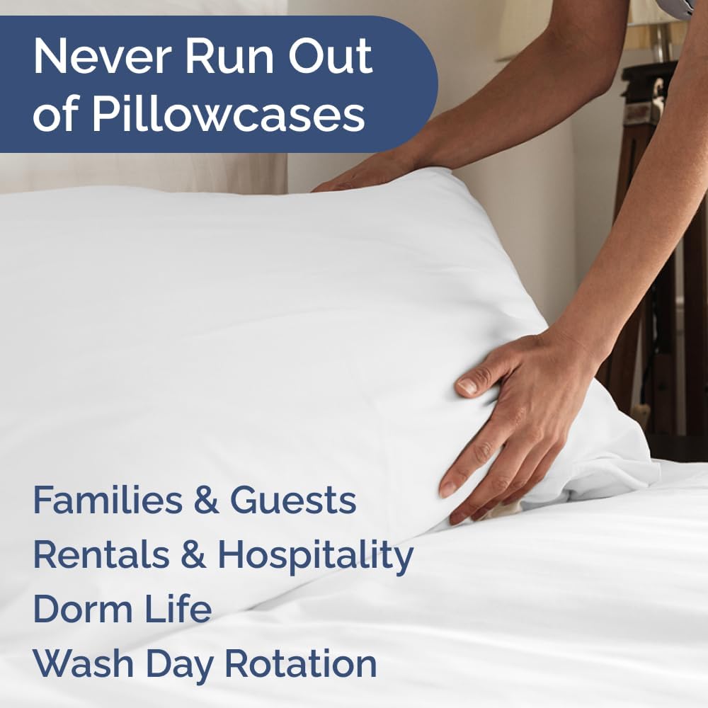 King Pillow Cases Set of 6 - Ultra Soft Hotel Quality Pillowcase Covers - Comfy & Wrinkle Free - Shrink, Stain and Fade Resistant - Easy-Care, Machine Washable Pillow Protectors - 6 Piece Set - White