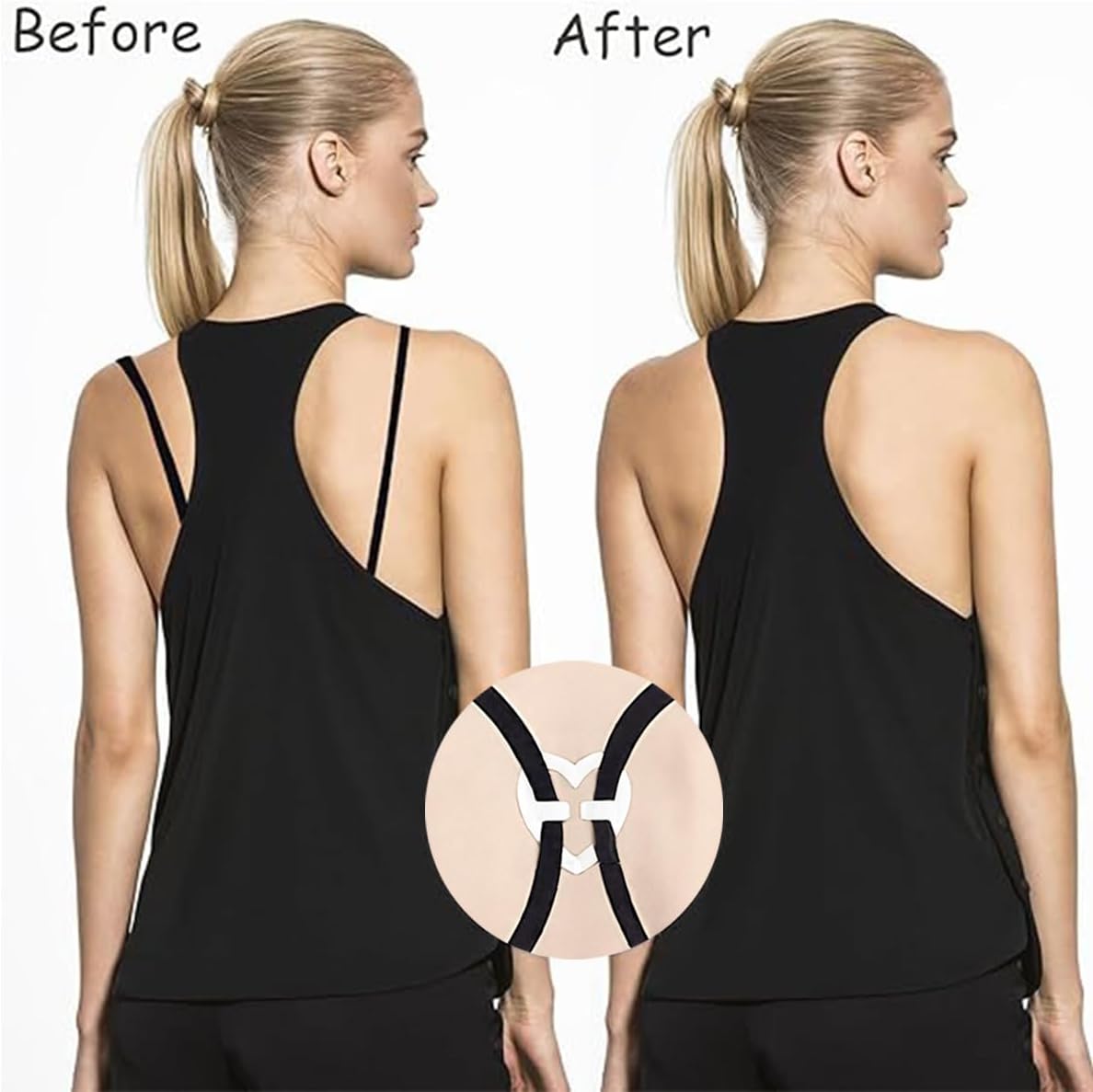 18 Pcs Bra Straps Clips Adjustable Non Slip Bra Clips for Racerback Bra Straps Holder Bra Extenders 2/3 Hook