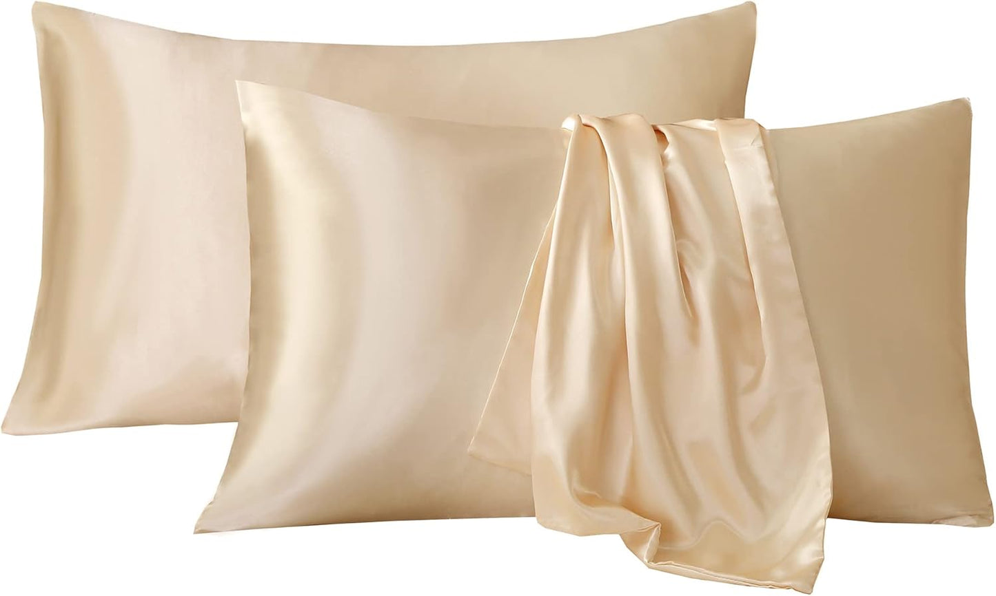 Tyfitb Satin Pillowcase Set for Hair & Skin Care – Cooling, Hypoallergenic, Anti-Frizz, Wrinkle-Free – Soft, Luxurious Pillowcases with Envelope Closure – 2-Pack, King Size 20x36, Gift-Ready