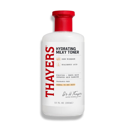 THAYERS Milky Face Toner Skin Care with Snow Mushroom and Hyaluronic Acid, Natural Gentle Facial Toner, for Dry and Sensitive Skin, 355mL