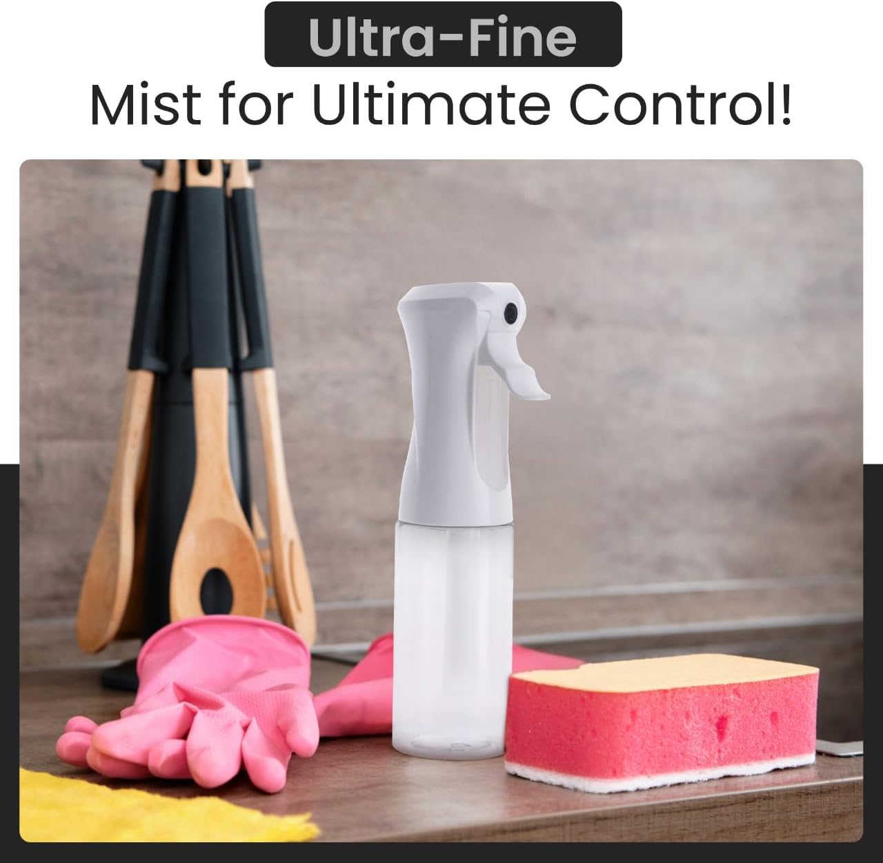 VIGOR PATH Continuous Spray Bottle - Ultra Fine Mist Water Sprayer for Hair, Home Cleaning, Plants, Salons - 200ml / 6.7oz Empty Spray Bottle (Clear)