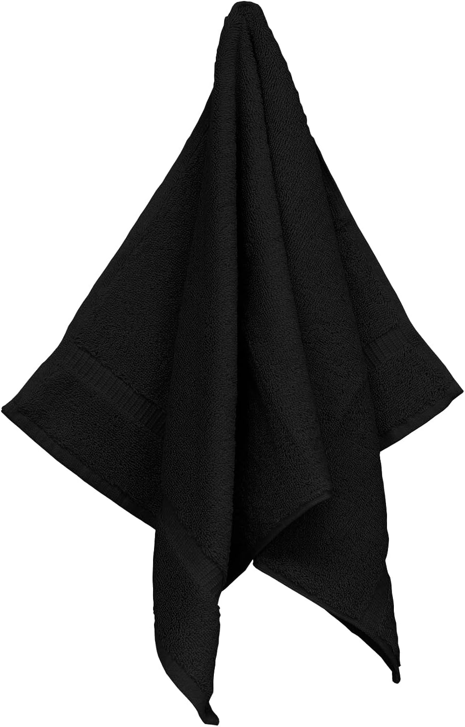 Monogrammed Hand Towel, Personalized Initial Gift, Extra Absorbent 100% Turkish Cotton - Soft Terry Finish - Set of 2 - White Block Initial M - Embroidered on Black Towels