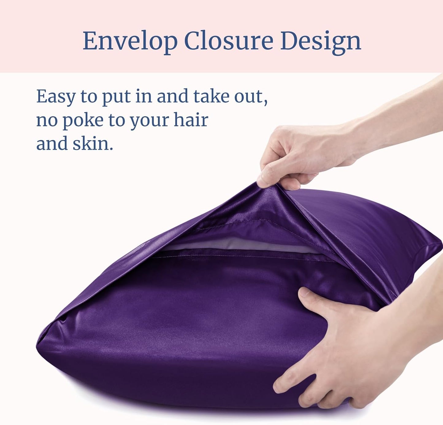 BEDELITE Satin Pillowcase for Hair and Skin, Super Soft and Cooling Similar to Silk Pillow Cases 2 Pack with Envelope Closure, Gift for Women Men(20"x26" Standard Size, Plum Purple)