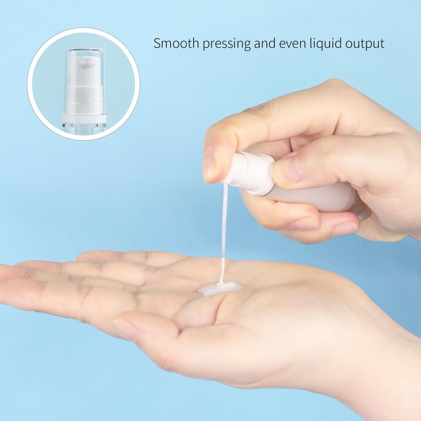 6 Pack 0.17 oz Plastic Empty Airless Pump Bottles Travel Size Refillable Leakproof Containers for Skincare Cosmetics Toiletries TSA Approved‌