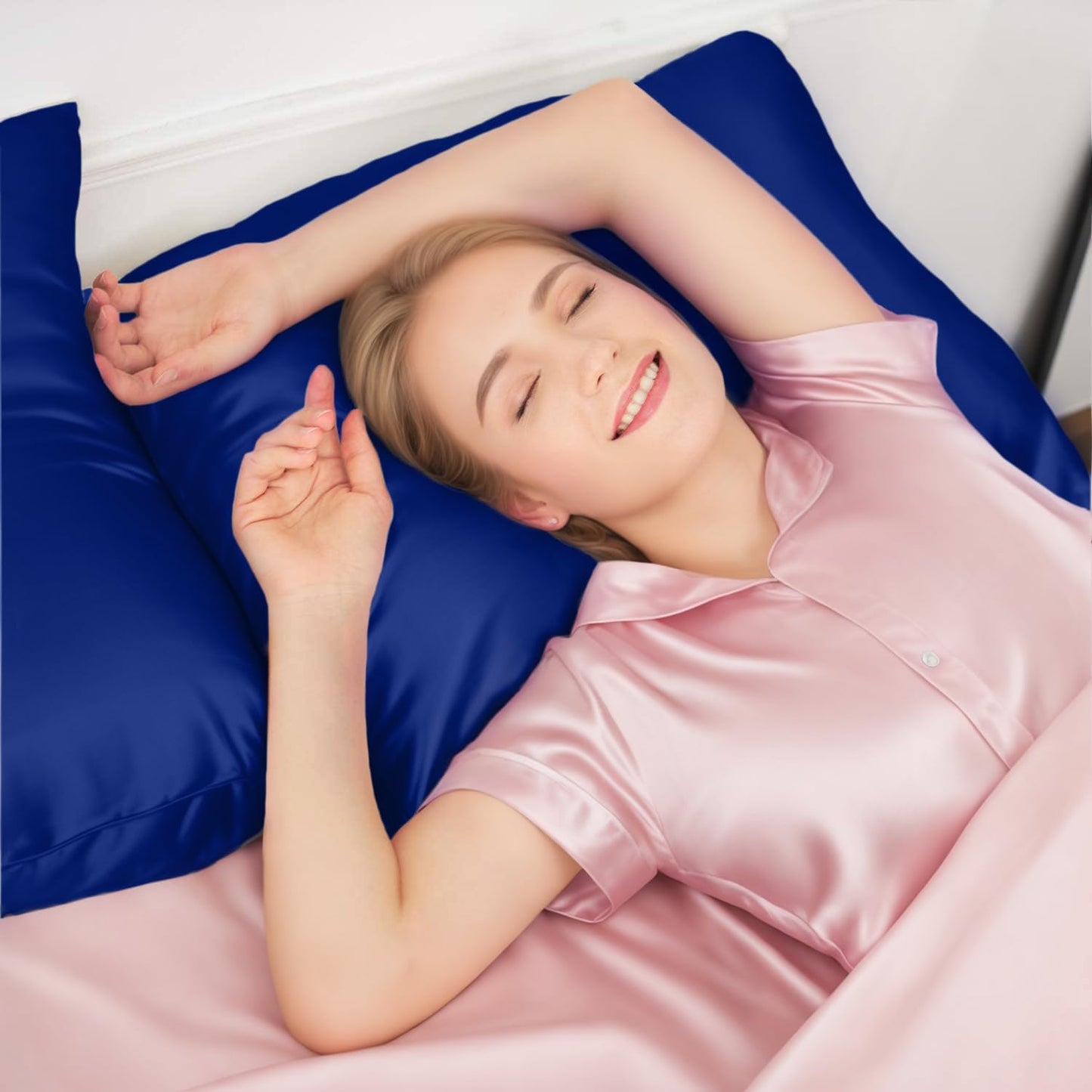 INSSL Silk Pillowcase fr Women, Mulberry SIL Pillowcase for Hair and Skin and Stay Comfortable and Breathable During Sleep(Egyptain Blue,King)