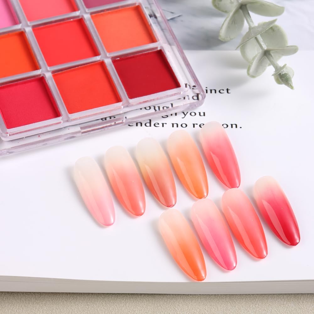 9 Colors Solid Neon Phosphor Ombre Nail Powder Set, Fluorescent Pigment Powder Glitter Pink Red Rubbing Dust with Nail Ombre Brush for Gradient Nail Art Manicure DIY Accessories…