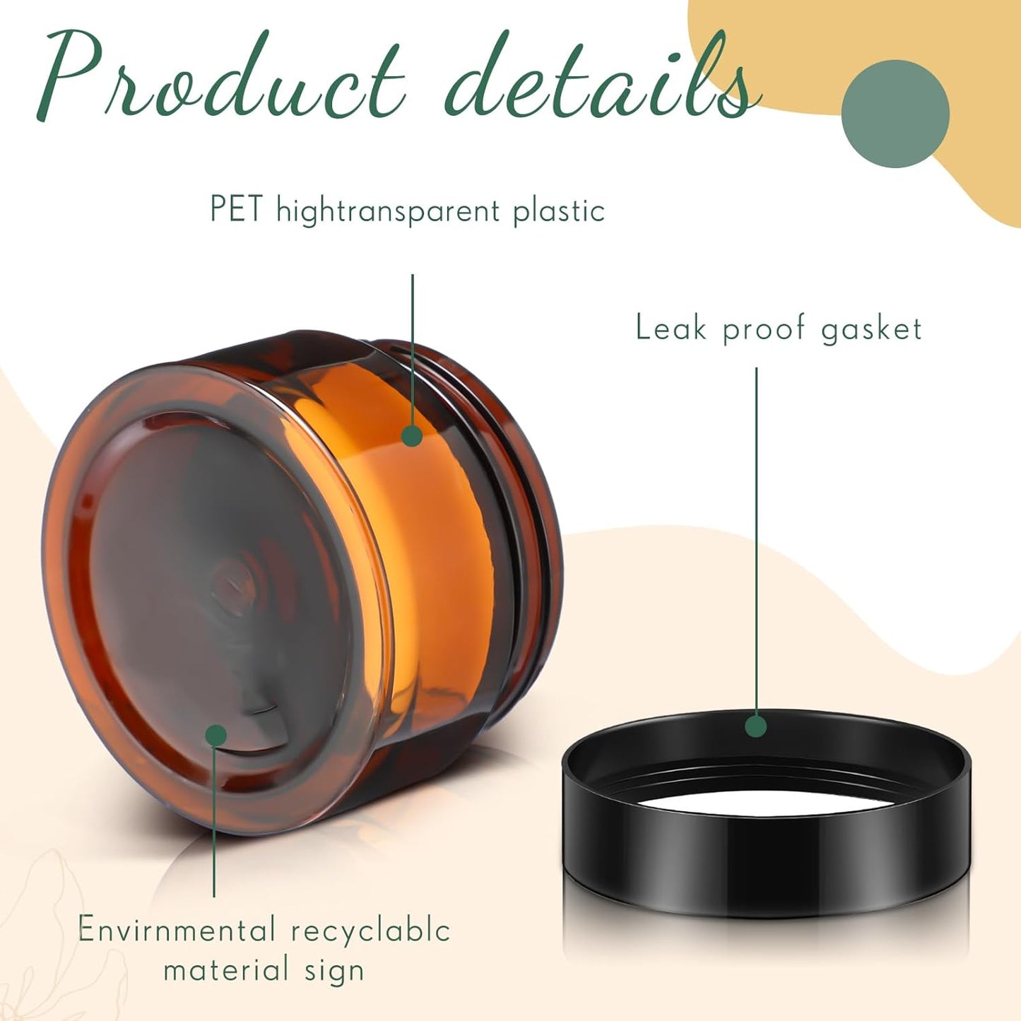 SATINIOR 12 Pack Plastic Container Jars with Lids Round Clear Travel Cosmetic Container Jars for Toiletries, Lotion, Cream, Ointments, Makeup, Rhinestone, Samples, Kitchen Storage(1 oz,Amber)