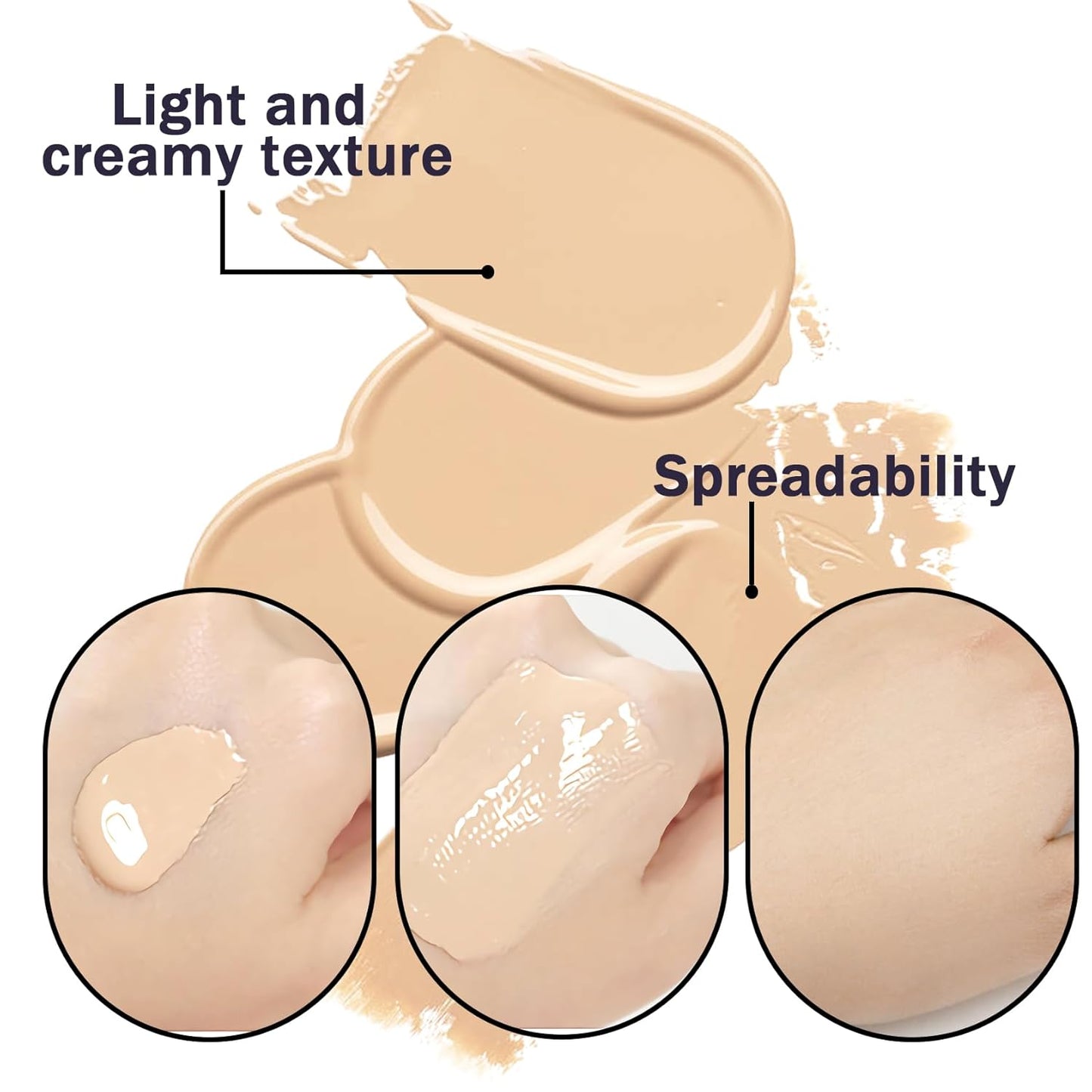 2PCS Natural Color Foundation Makeup Set with 2 Makeup Sponges,Moisturizing Full Coverage Liquid Foundation for Women,Non-greasy Long Lasting Flawless Concealer Cream Makeup Foundation Set