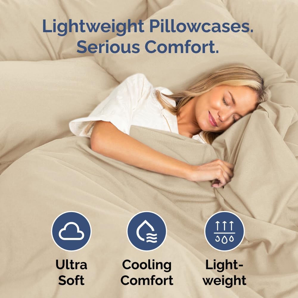 Standard Pillow Cases Set of 8 - Ultra Soft Hotel Quality Pillowcase Covers - Comfy, Cozy & Wrinkle Free - Shrink, Stain and Fade Resistant - Machine Washable Pillow Protectors - 8 Piece Set - Cream