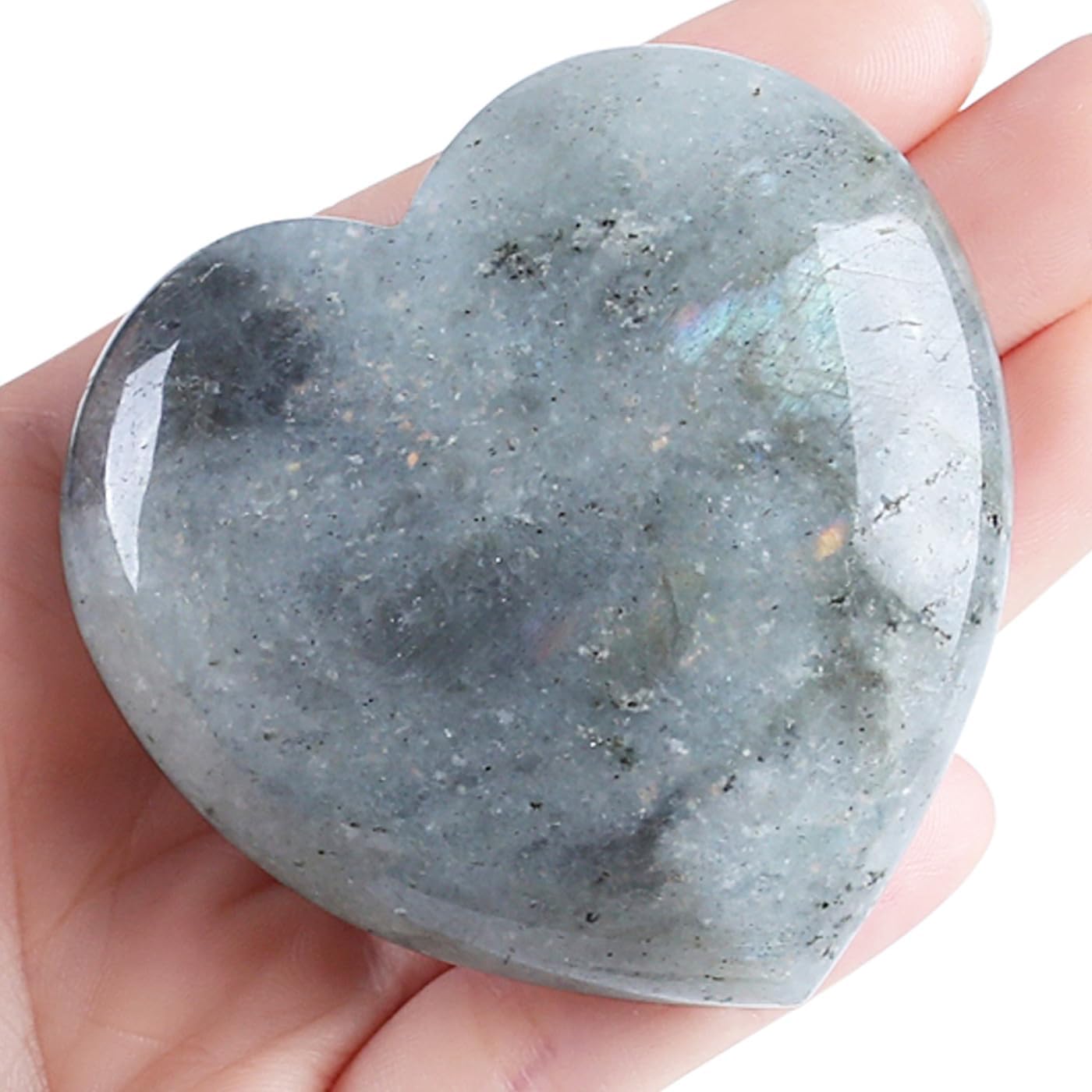 MAIBAOTA 60 mm Moonstone Crystals Large Heart Stone Healing Crystals Natural Crystal Heart Reiki Gemstone Polished Heart Shaped Rocks Meditation Mothers Day Crystal Gifts for Mom Her