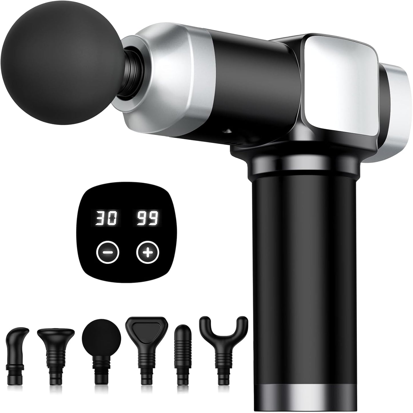 Deep Tissue Massage Gun, Portable Percussion Electric Muscle Massager for Pain Relief, Handheld Massagers with 30 Speeds & 6 Attachments for Back and Neck, Gifts for Men Women