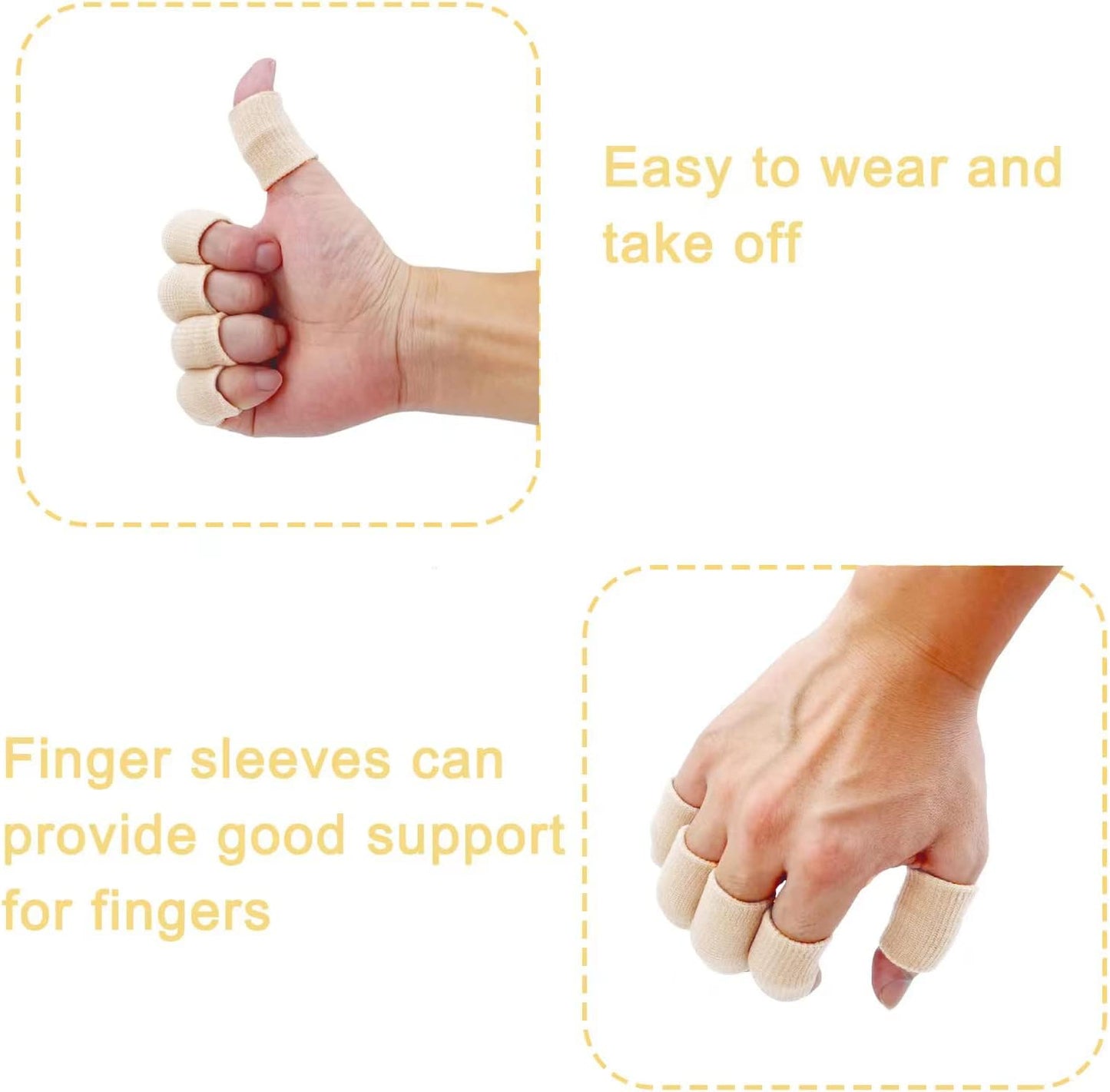 Finger Sleeves , Thumb Splint Brace For Finger Support, Breathable Elastic Finger tape, Compression pression Protector For Reliving Pain, Triggger Finger, Compression Aid For Sports, 10PCS (Beige)