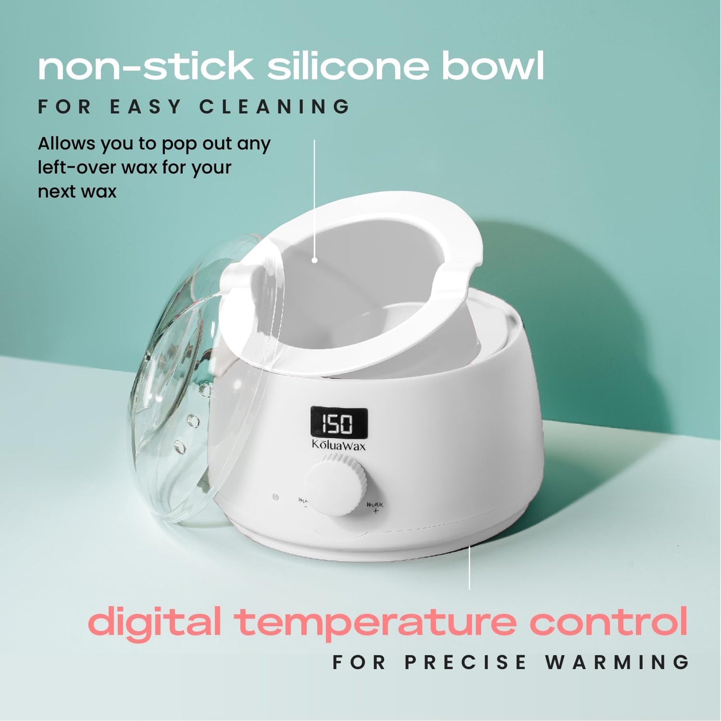 KoluaWax Premium Waxing Kit for Women - Hot Melt Hard Wax Warmer for Hair Removal, Eyebrow, Bikini, Legs, Face, Brazilian Wax - Machine, 4-Pack Beads, Accessories, White