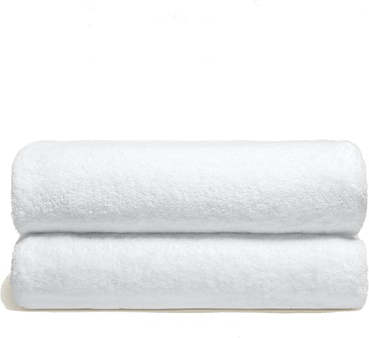 Italic Ultraplush 100% Australian Cotton Towels - Set of 2 Luxury Bath Towels, Quick Dry Plush and Absorbent, Heavy Duty Large Bath Towels, 800GSM Towels for Bathroom & Spa (White)