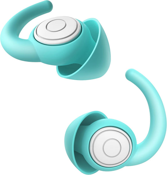 WUTAN Ear Plugs for Sleeping Noise Cancelling 14-38dB, Comfortable Soft Reusable Silicone Ear Plugs Noise Reduction Earplugs for Sleep Concert Work Airplane Travel (Blue White, S/L)