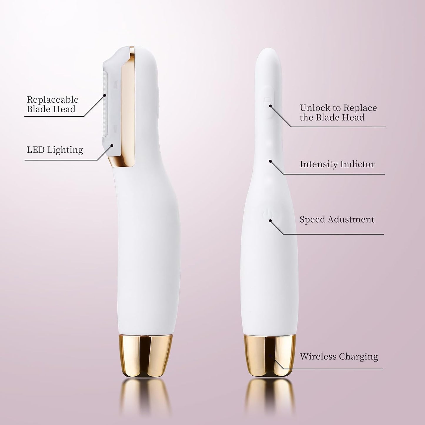 Sonic Dermaplane Razor for Women Face, Dermaplaning Tool for Face, Facial Hair Removal for Women, Sonic Edge Technology, Peach Fuzz with 16 Replaceable Blades(White)