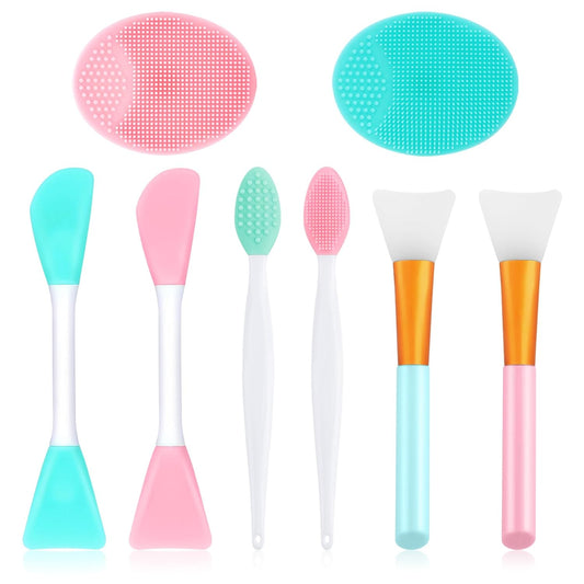 Silicone Face Scrubber, 2pcs Exfoliating Lip Brush, 4pcs Cleansing Brush,2pcs Face Mask Brush Exfoliator Blackhead Skin Tool