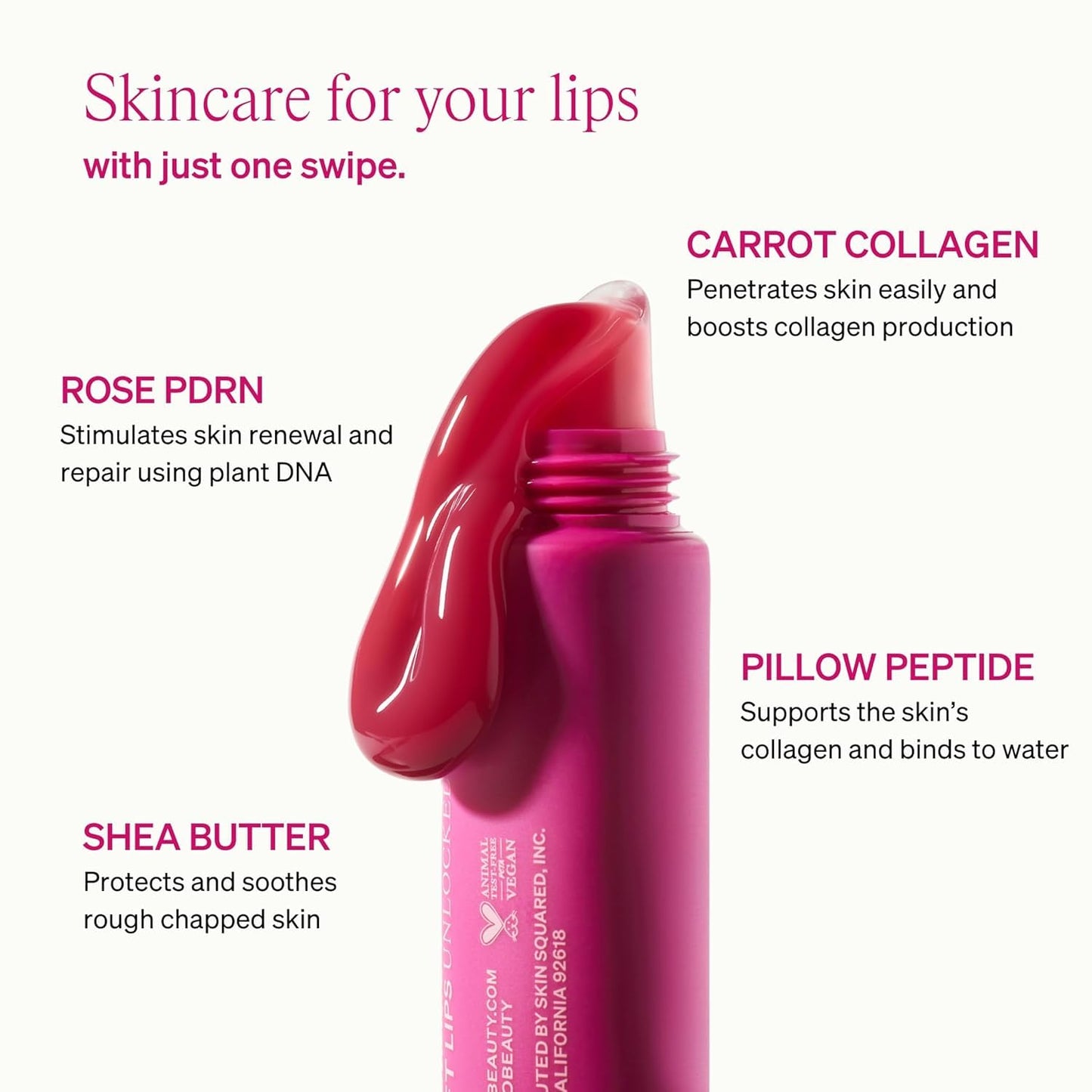 LipLock Jelly Serum for Dry Lips, Long-Lasting, Hydrating, Plumping, Glossy Mask with Rose PDRN, Carrot Collagen, Pillow Peptide, Moisturizing Tinted Lip Balm. (Grape Crush)