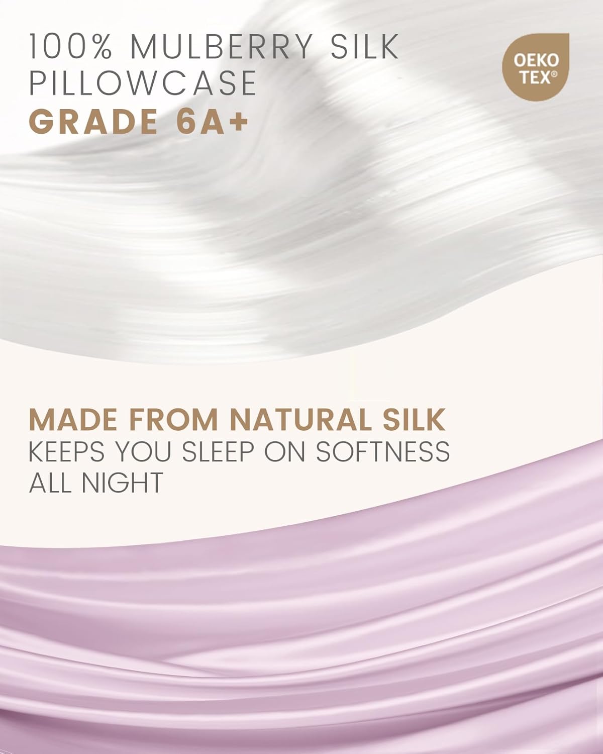 THXSILK 100% Mulberry Silk Pillowcase for Hair and Skin Health, Soft Breathable and Smooth Pillowcase with Hidden Zipper, Both Sides Premium Grade 6A+ Silk, 1pc (Standard 20"x26", Light Purple)