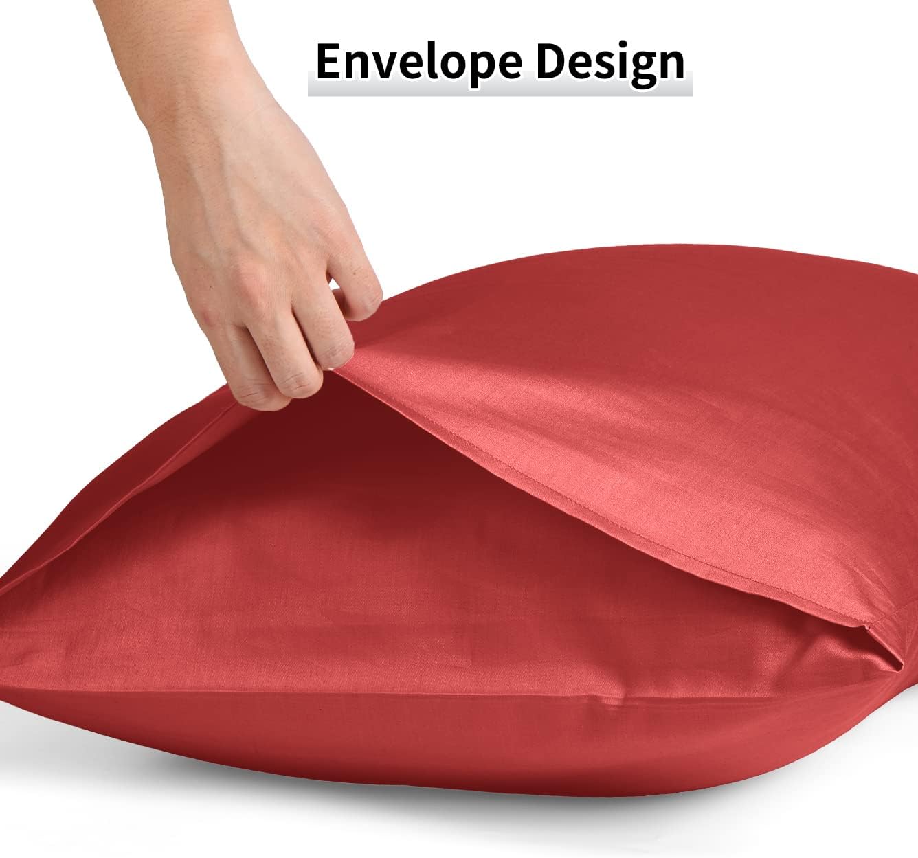 Warmstar Cotton Pillow Cases Queen Size Set of 2, 600 Thread Count Pillowcases 20x30 Inches, Soft Long Staple Cotton Pillowcases Breathable with Envelope Closure,Wine Red