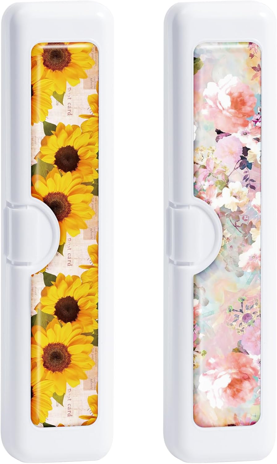 2 Pcs Toothbrush Travel Case - Colorful Pattern, Holder and Covers for Toothbrushes, Includes Tongue Scraper Case