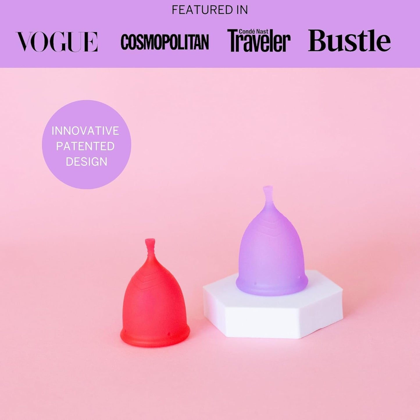 Pixie Menstrual Cup - No Metals or Toxins - Ranked 1 for The Most Soft Reusable Period Cup - Wear 12 Hours - 100% Medical-Grade Silicone - Tampon Alternative (Purple, Small)