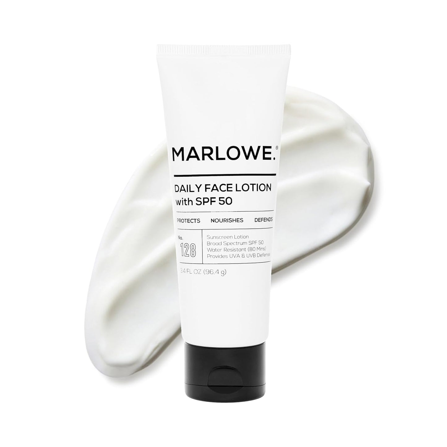 MARLOWE. No. 128 Men's Facial Lotion with Sunscreen SPF 50, 3.4 oz, Oil-Free, Lightweight Daily Face Moisturizer for Men, Includes Natural Extracts to Hydrate, Nourish & Soothe