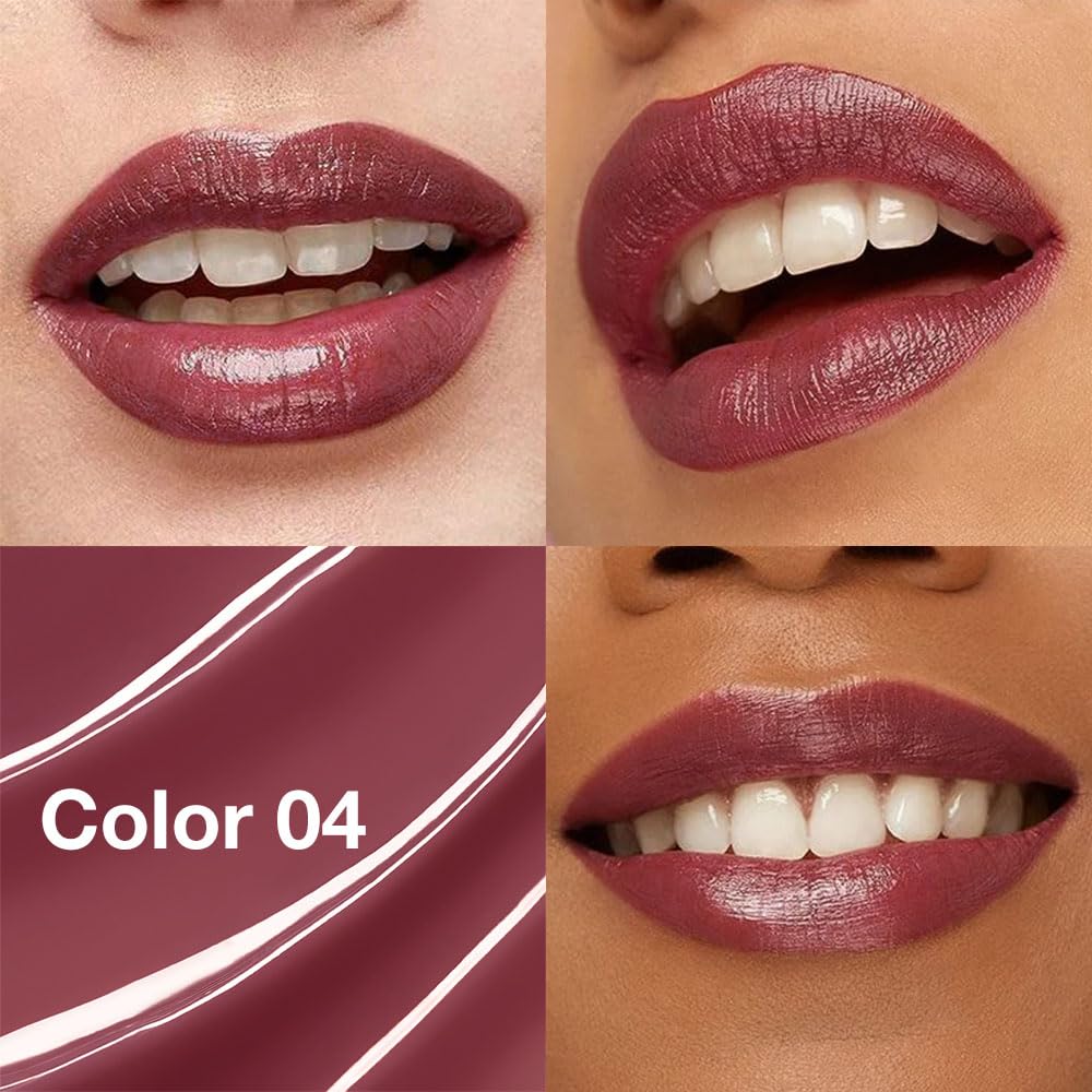 Deep Plum Tinted Lip Balm, Hydrating Sheer Soft Matte Finish Lipstick for Women, Creamy Natural Color Lip Tint Balm Lightweight And Non-greasy Lip Glow Long Lasting Waterproof for Dry Lips 04#