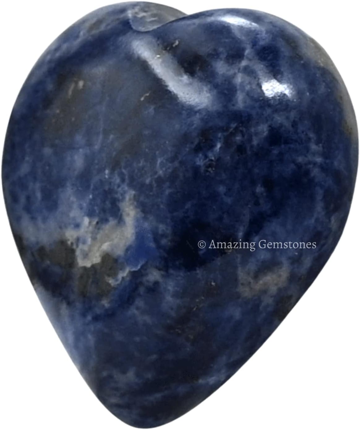 Amazing Gemstone Sodalite Crystal Heart Palm Stone - Pocket Massage Worry Stone for Natural Body Chakra Balancing, Reiki Healing and Crystal Grid