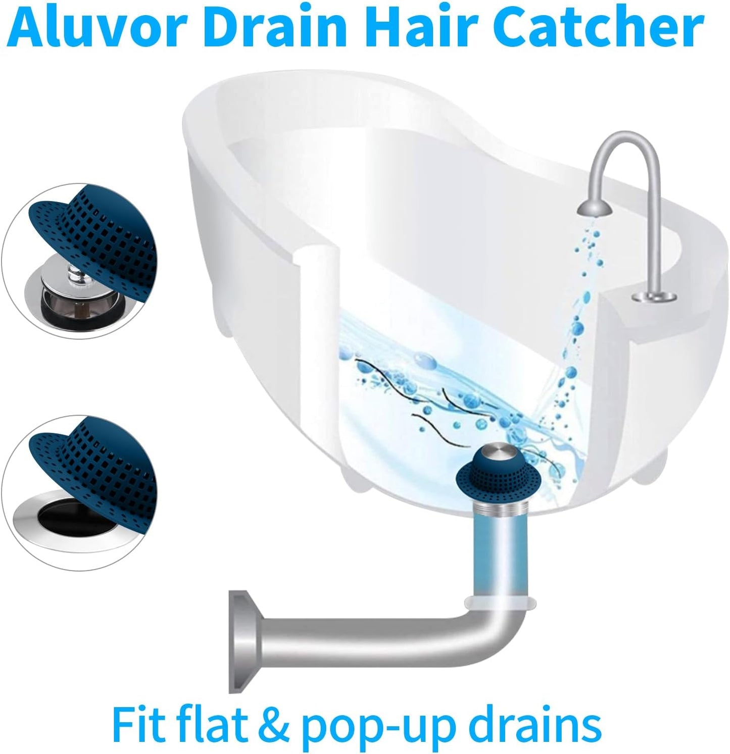Shower Drain Hair Catcher, Bathtub Drain Cover Foldable Silicone Shower & Tub Protector for Pop-Up & Regular Drains