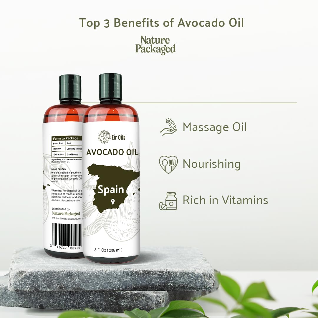 Avocado Oil - Direct from EIR Oils Farm in Spain - 100% Pure Carrier Oil for Hair, Face, and Skin - Hand-Picked, Cold-Pressed Carrier Oil - (4Gallons)