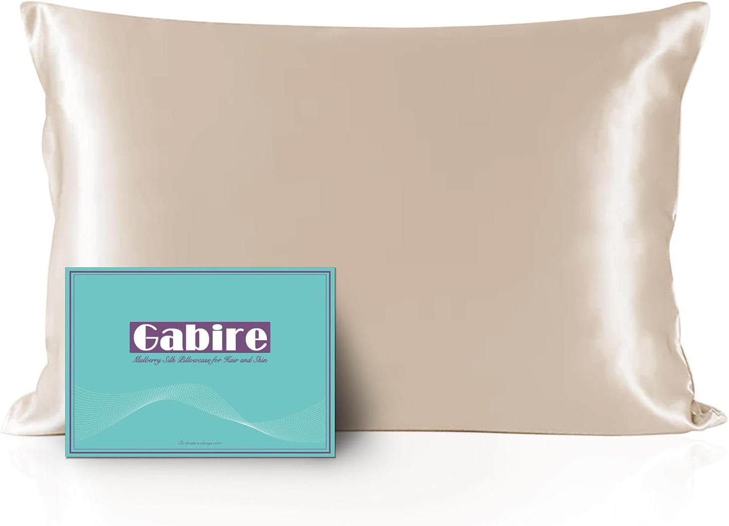 Mulberry Silk Pillow Case for Hair and Skin Prevent Acne Pillowcases Both Sides Real Silk Pillowcases Organic Silk Pillowcase with Hidden Zipper, Champagne, Queen (20"×30")