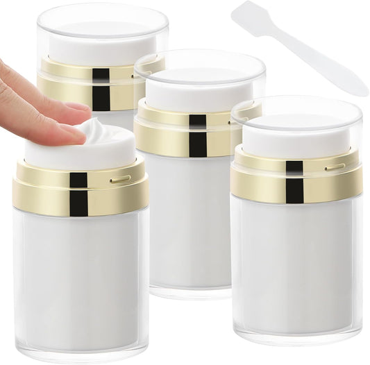 Segbeauty 3.38oz Airless Pump Jar, 4pcs 100ml Empty Makeup Containers Vacuum Bottle Dispenser, Refillable Travel Jars for Creams Moisturizer Container Travel Size for Lotion Moisturizer
