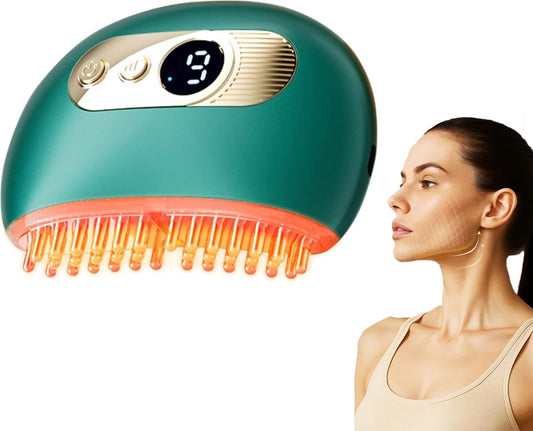 Lymphatic Contour Face Brush – Face Massager for Lymphatic Drainage, Double Chin Reducer, and Facial Sculpting – Gentle Vibrating Lymphatic Drainage Tool for Jawline & Puffiness - Green