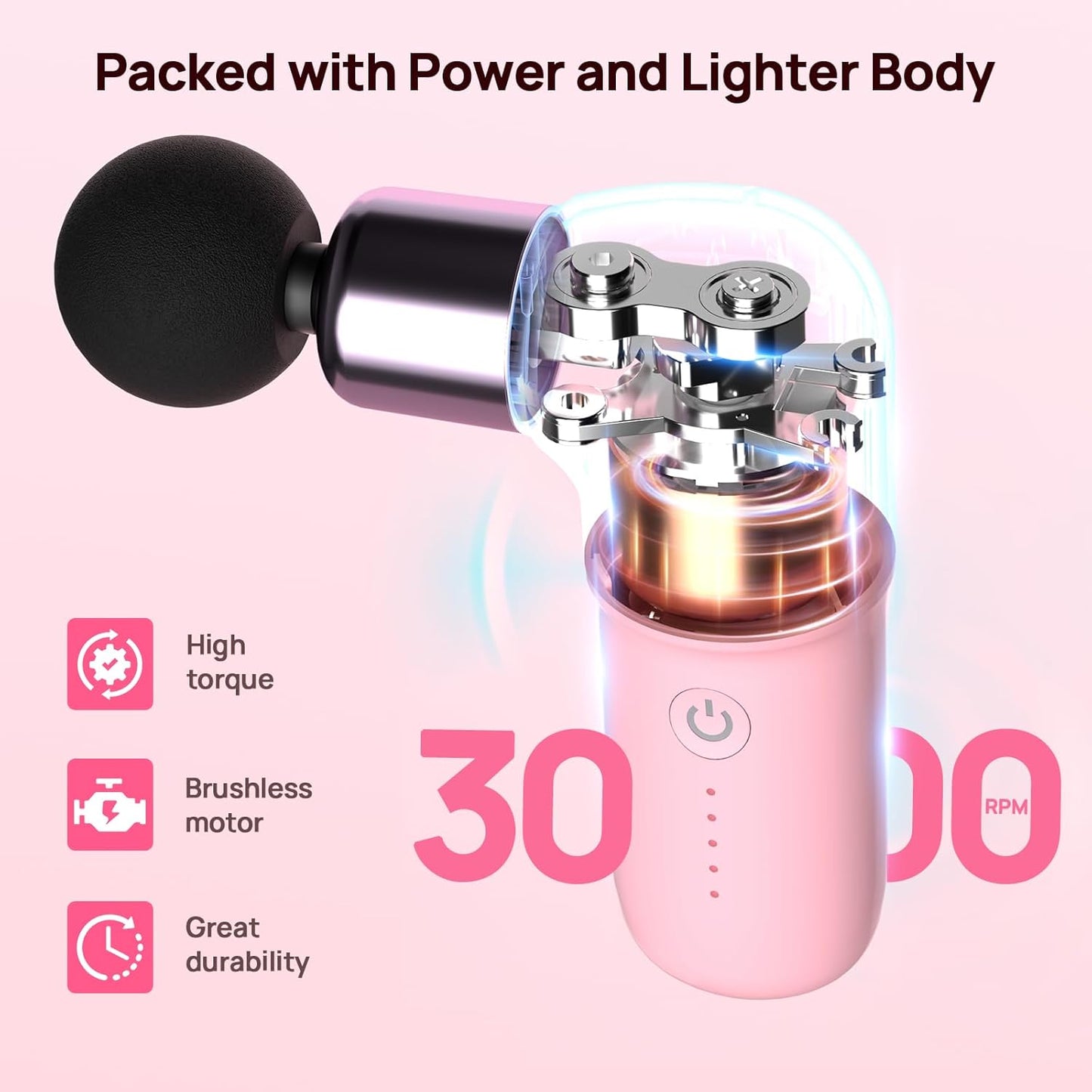 Super Mini Massage Gun, Deep Tissues Percussion Muscle Massager, Compact Sports Travel Massage Gun, Portable Massager Gun for Gifts for her him, Pink