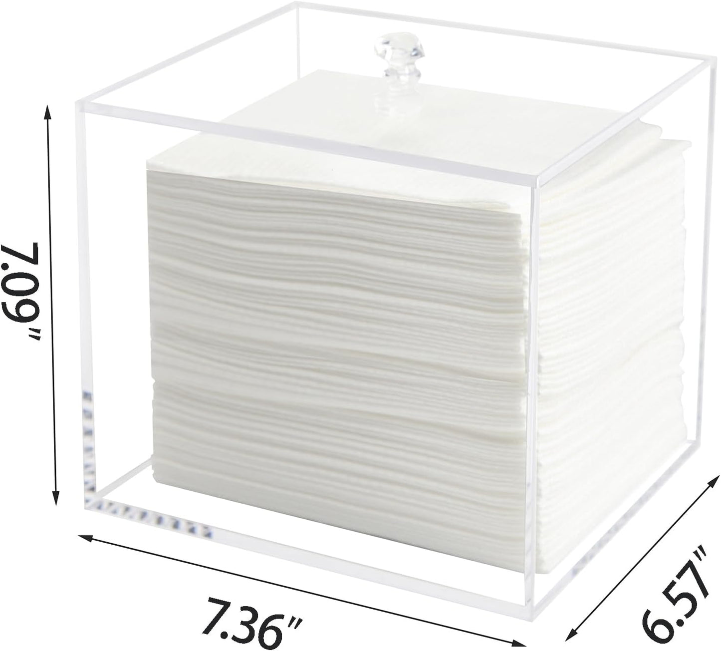 Weiai Face Towel Box, Acrylic Facial Disposable Towelettes Holder Container for XL Face Towels and Protects from Dust, Clear