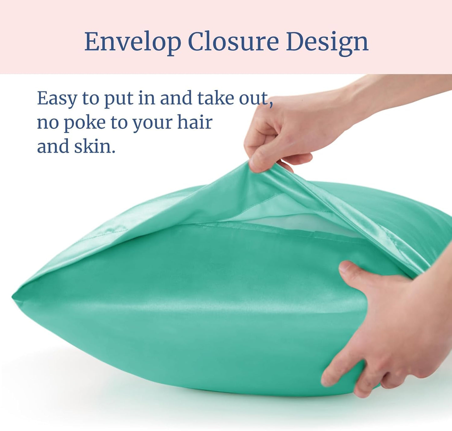 BEDELITE Satin Pillowcase for Hair and Skin, Super Soft and Cooling Similar to Silk Pillow Cases 2 Pack with Envelope Closure, Gift for Women Men(20"x36" King Size, Turquoise)