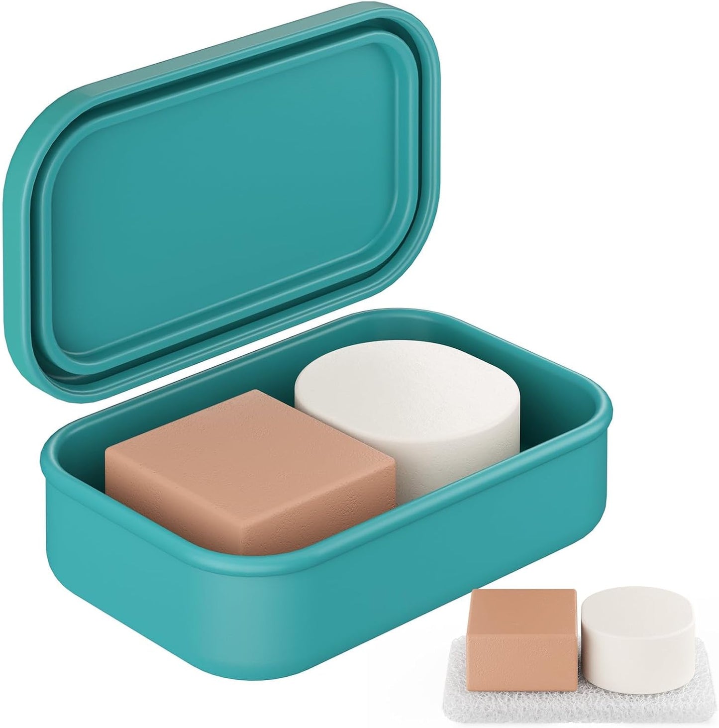 Quatish Solid Shampoo Bar Holder, Large Leakproof Travel Soap Case, Silicone Soap Box with Draining Layer, Enhanced Soap Container, Suitable for Camping, Gym, Bathroom, Outdoor Essentials, Green