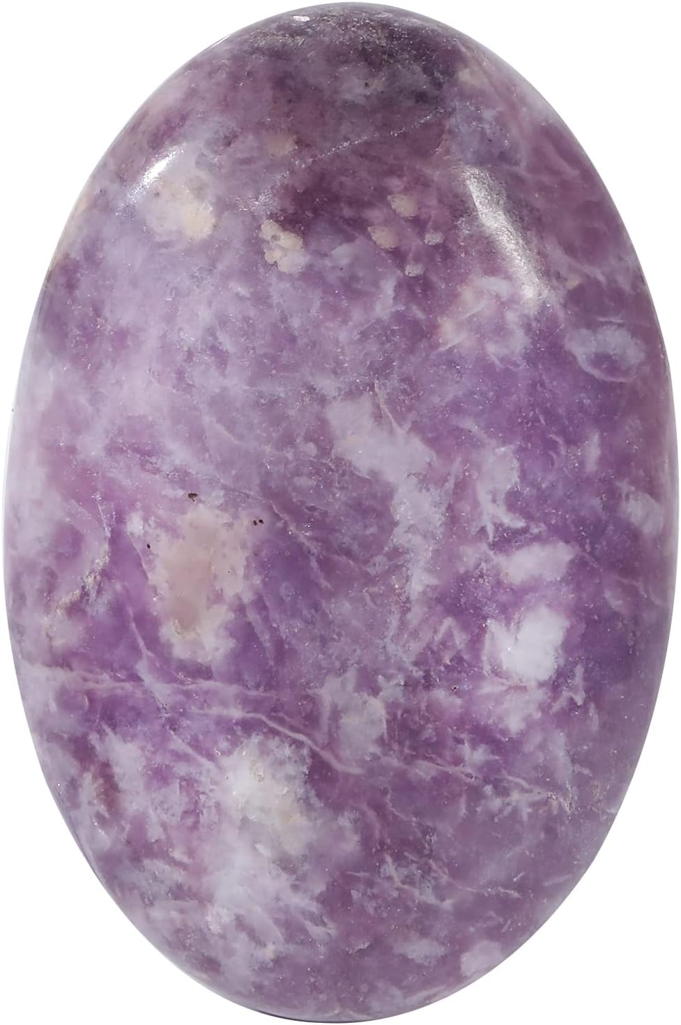 Natural Purple Lepidolite Oval Polished Worry Stones, Healing Crystal Indoor Fountain Stones Massage Energy Anxiety Relief Items