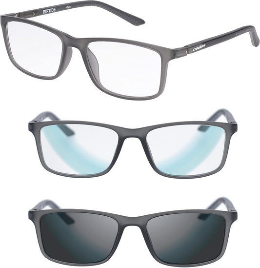 Croakies Riptide Photochromic Progressive Eyewear | UV400 Sunglass for Outdoor | Bluelight Eyeglass for HEV Devices | Bundle
