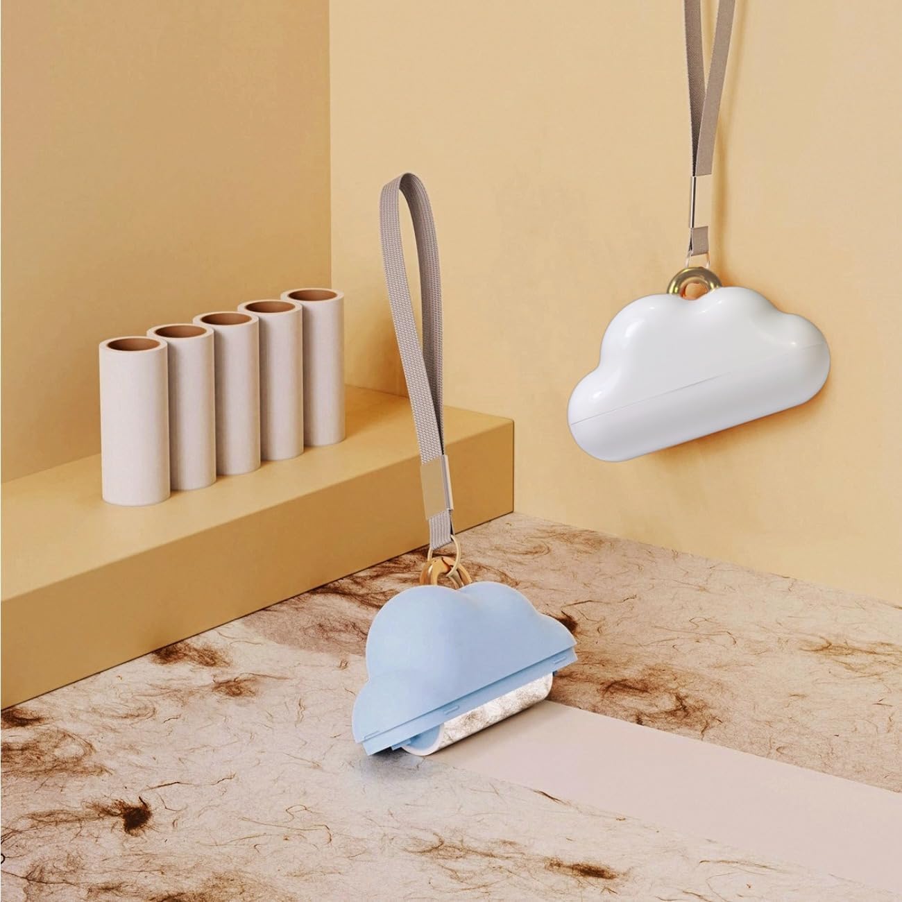 Portable Lint Roller 150 Sheets Travel Size, Mini Lint Roller for Clothes and Reusable Pet Hair Remover, Cute Small Sticky Dust Remover Refillable